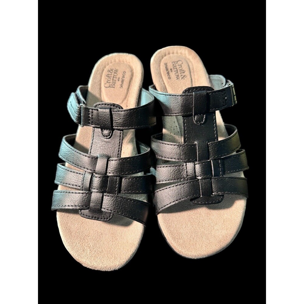 Croft & Barrow Ortholite Eco Slip On Fugue Black Sandal, Size 7.5